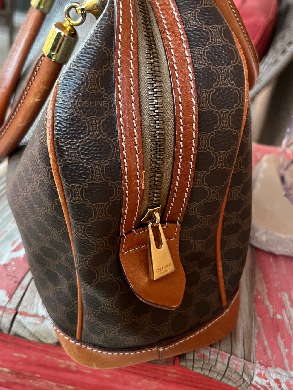 Auth Celine Macadam Leather Brown Hand Bag excellent condition. - Picture 5 of 14